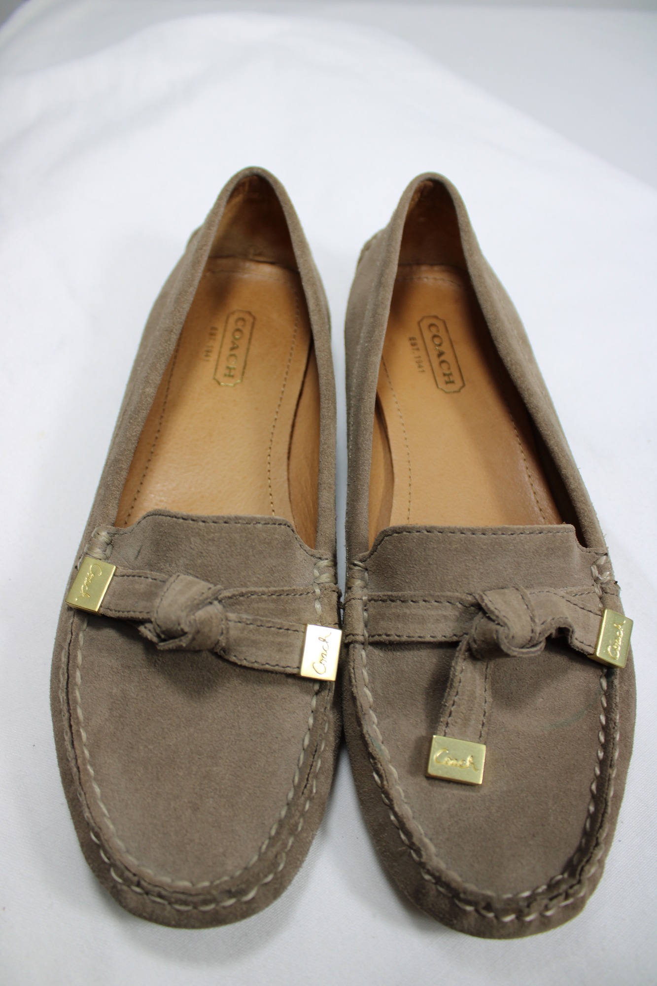 Coach Womens Frida Loafers Flats 6.5 B Tan Brown Suede Driving Mocs Shoes detailed image 3