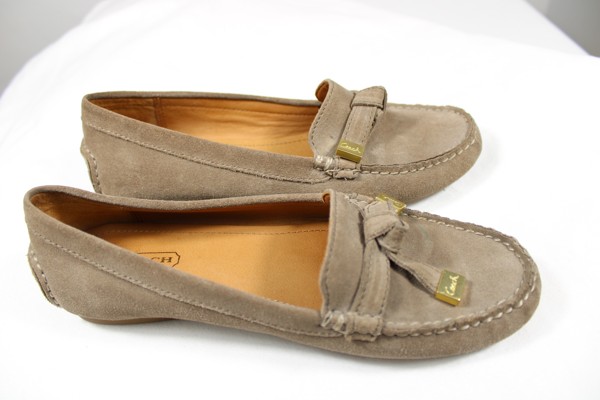 Coach Womens Frida Loafers Flats 6.5 B Tan Brown Suede Driving Mocs Shoes detailed image 4