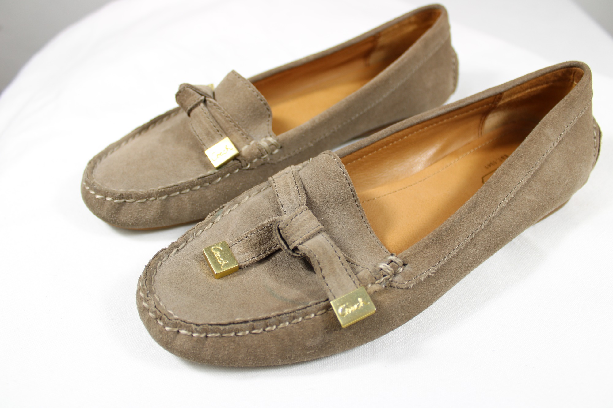 Coach Womens Frida Loafers Flats 6.5 B Tan Brown Suede Driving Mocs Shoes detailed image 6