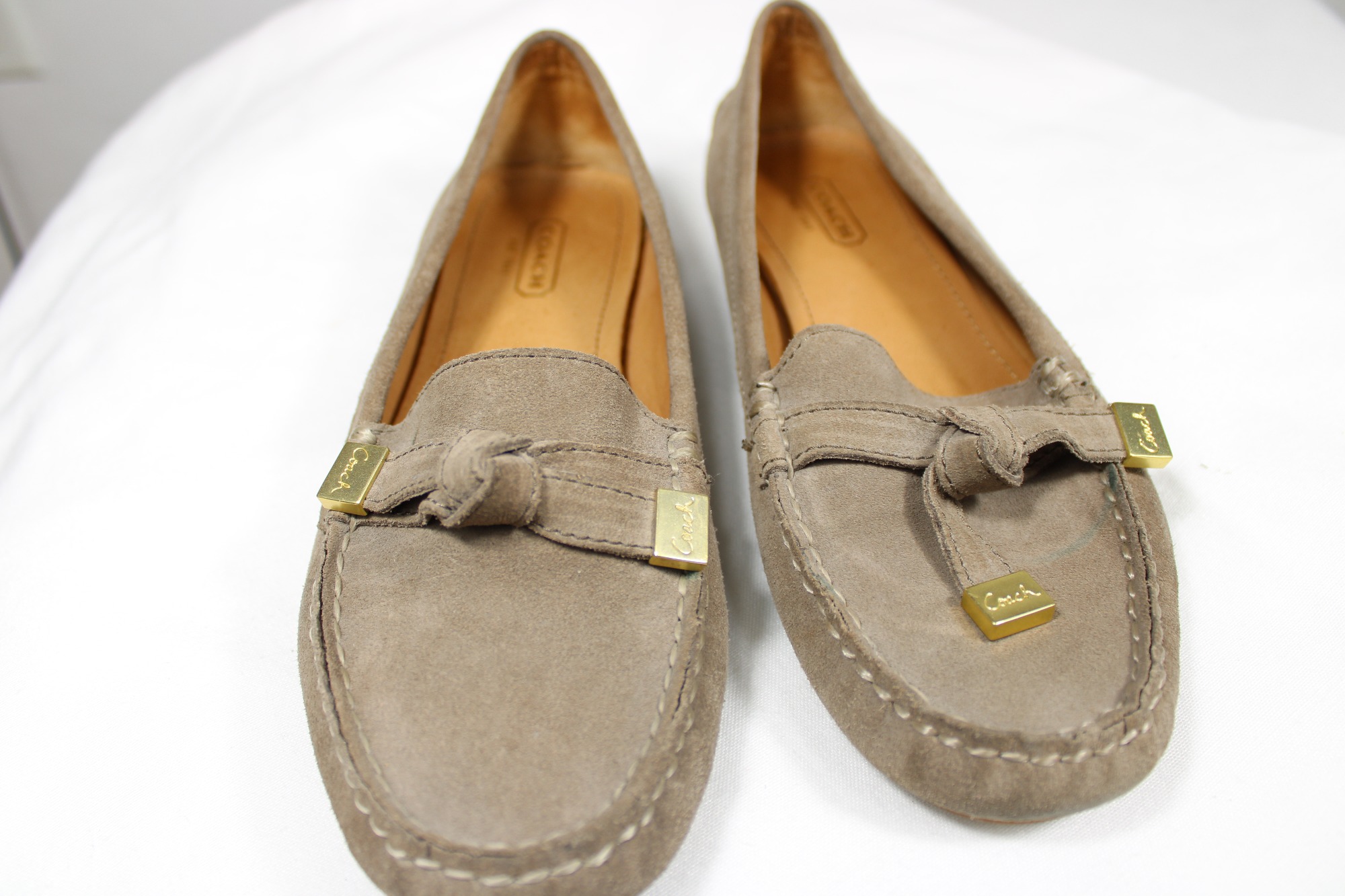 Coach Womens Frida Loafers Flats 6.5 B Tan Brown Suede Driving Mocs Shoes detailed image 5