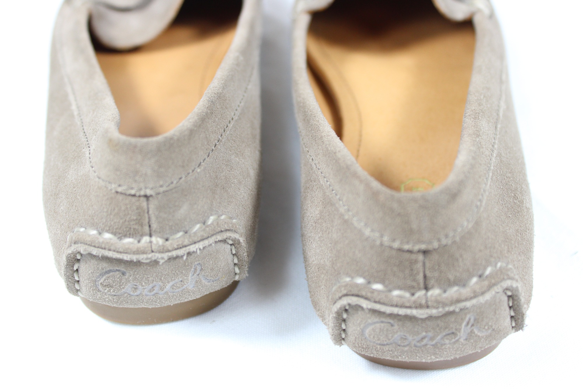 Coach Womens Frida Loafers Flats 6.5 B Tan Brown Suede Driving Mocs Shoes detailed image 12