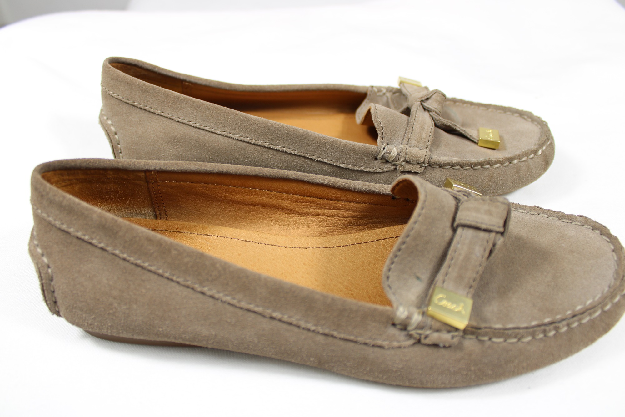 Coach Womens Frida Loafers Flats 6.5 B Tan Brown Suede Driving Mocs Shoes detailed image 8